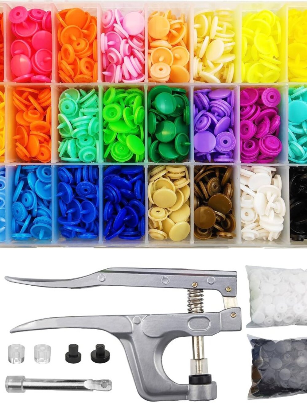 460 Sets 24-Colors Plastic Snap Buttons with Pliers for Fabric Sewing, 12mm